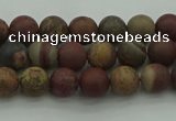 CAR360 15.5 inches 4mm round matte red artistic jasper beads