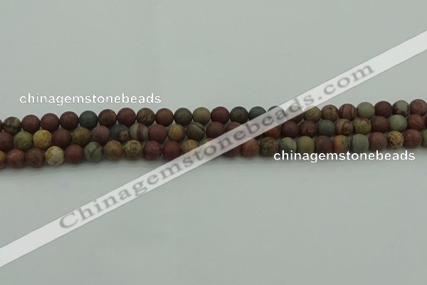 CAR360 15.5 inches 4mm round matte red artistic jasper beads