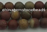 CAR361 15.5 inches 6mm round matte red artistic jasper beads