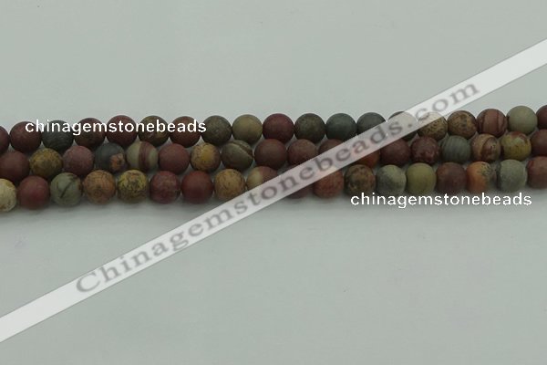 CAR361 15.5 inches 6mm round matte red artistic jasper beads