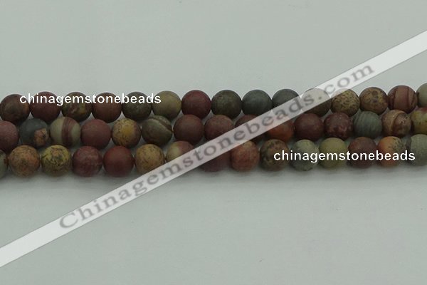 CAR363 15.5 inches 10mm round matte red artistic jasper beads