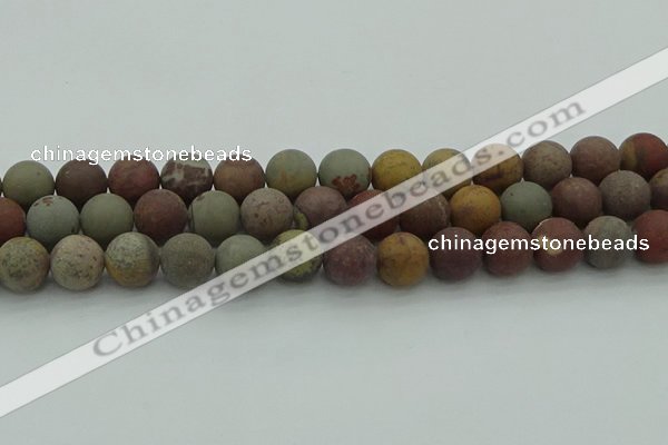 CAR364 15.5 inches 12mm round matte red artistic jasper beads