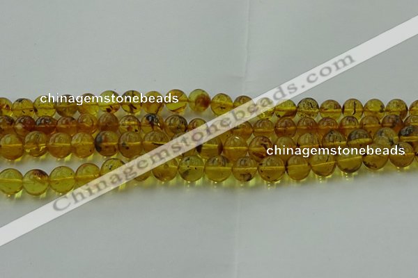 CAR523 15.5 inches 8mm - 9mm round natural amber beads wholesale