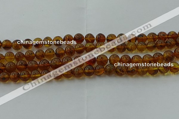 CAR527 15.5 inches 7mm - 8mm round natural amber beads wholesale