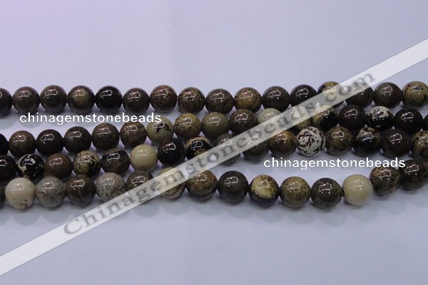 CAR53 15.5 inches 10mm round yellow artistic jasper beads