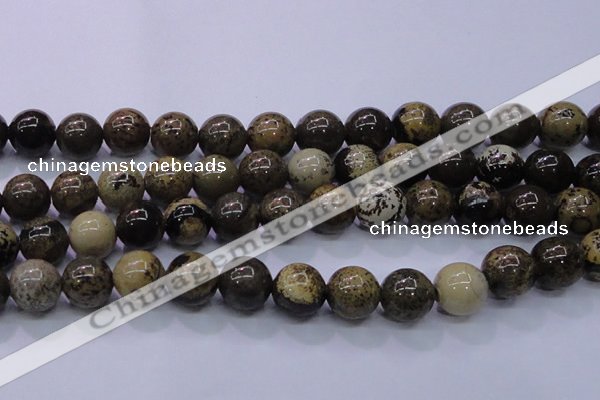 CAR56 15.5 inches 16mm round yellow artistic jasper beads