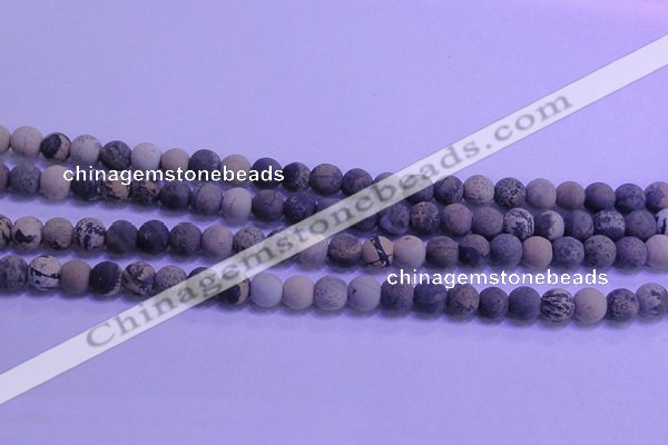 CAR61 15.5 inches 6mm round matte yellow artistic jasper beads