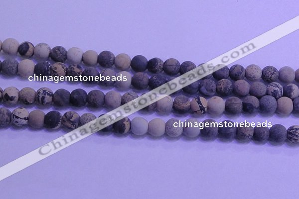 CAR63 15.5 inches 10mm round matte yellow artistic jasper beads