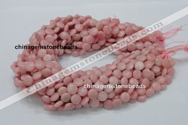 CAS15 15.5 inches 10mm flat round pink angel skin gemstone beads