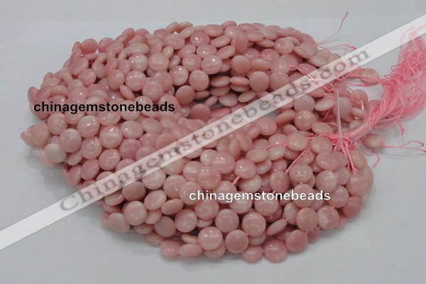 CAS16 15.5 inches 12mm flat round pink angel skin gemstone beads