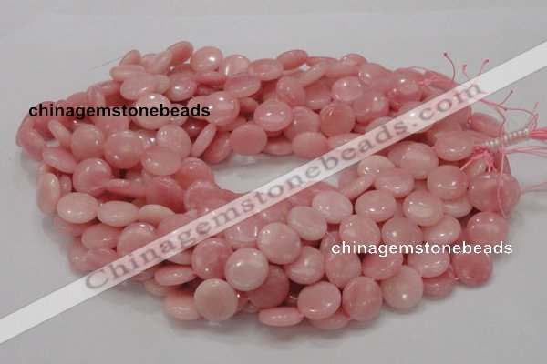 CAS17 15.5 inches 15mm flat round pink angel skin gemstone beads