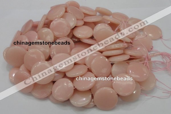 CAS18 15.5 inches 28mm flat round pink angel skin gemstone beads
