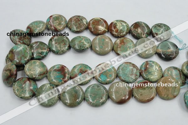 CAT07 15.5 inches 25mm flat round natural aqua terra jasper beads