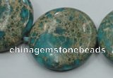 CAT08 15.5 inches 30mm flat round natural aqua terra jasper beads