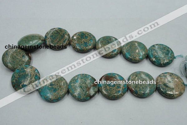 CAT08 15.5 inches 30mm flat round natural aqua terra jasper beads