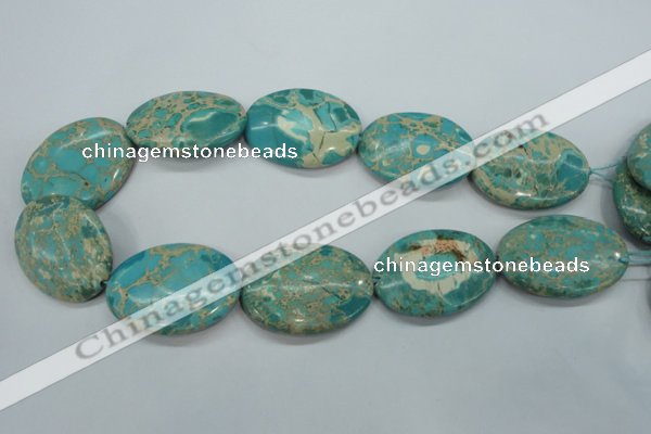 CAT101 15.5 inches 30*40mm oval dyed natural aqua terra jasper beads