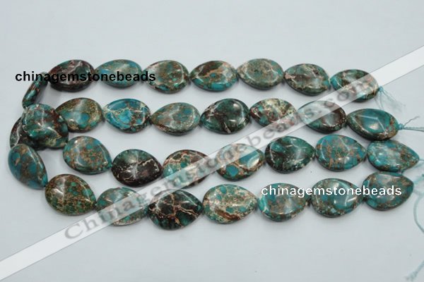 CAT12 15.5 inches 18*25mm flat teardrop natural aqua terra jasper beads