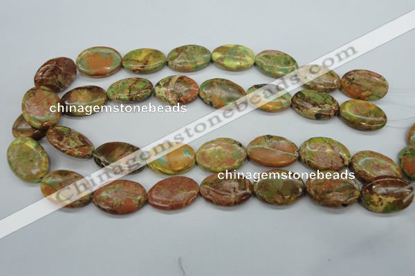 CAT125 15.5 inches 18*25mm oval dyed natural aqua terra jasper beads