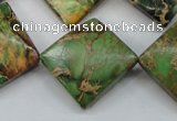 CAT134 22*22mm twisted diamond dyed natural aqua terra jasper beads