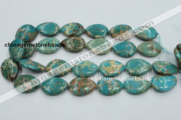 CAT14 15.5 inches 22*30mm flat teardrop natural aqua terra jasper beads