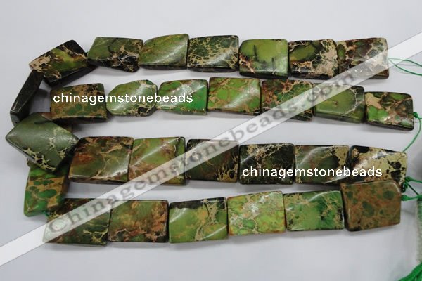 CAT142 18*25mm twisted rectangle dyed natural aqua terra jasper beads