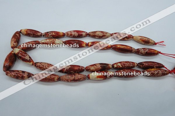 CAT208 15.5 inches 10*30mm rice dyed natural aqua terra jasper beads