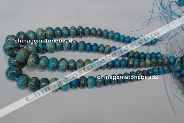 CAT302 15.5 inches 7*10mm – 15*20mm rondelle dyed aqua terra jasper beads