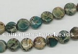 CAT5007 15.5 inches 8mm flat round natural aqua terra jasper beads