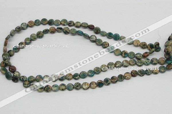 CAT5007 15.5 inches 8mm flat round natural aqua terra jasper beads