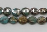 CAT5008 15.5 inches 10mm flat round natural aqua terra jasper beads