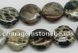 CAT5009 15.5 inches 16mm flat round natural aqua terra jasper beads