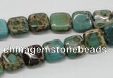 CAT5018 15.5 inches 10*10mm square natural aqua terra jasper beads