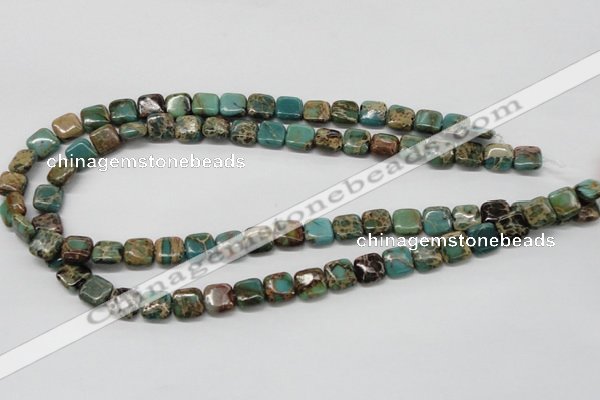 CAT5018 15.5 inches 10*10mm square natural aqua terra jasper beads