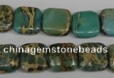 CAT5025 15.5 inches 14*14mm square natural aqua terra jasper beads