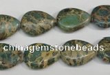 CAT5029 15.5 inches 13*18mm flat teardrop natural aqua terra jasper beads