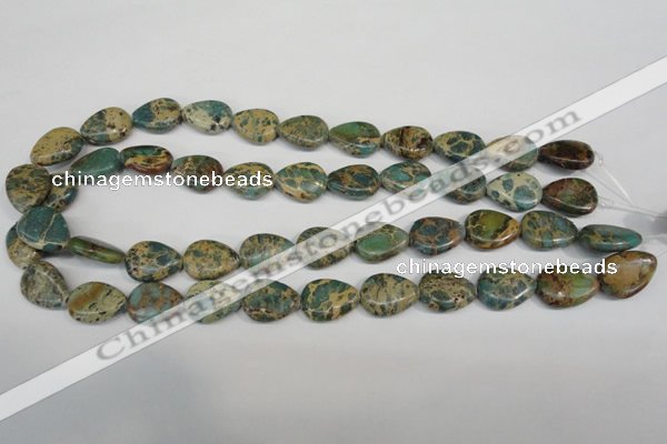 CAT5029 15.5 inches 13*18mm flat teardrop natural aqua terra jasper beads