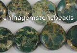 CAT5031 15.5 inches 20mm flat round natural aqua terra jasper beads