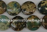 CAT5034 15.5 inches 18mm flat round natural aqua terra jasper beads