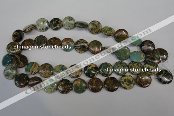 CAT5034 15.5 inches 18mm flat round natural aqua terra jasper beads
