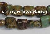 CAT5037 15.5 inches 6*6mm square natural aqua terra jasper beads