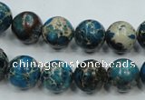 CAT62 15.5 inches 12mm round dyed natural aqua terra jasper beads