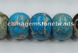 CAT64 15.5 inches 15*18mm rondelle dyed natural aqua terra jasper beads