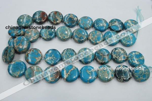 CAT65 15.5 inches 25mm flat round dyed natural aqua terra jasper beads