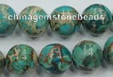 CAT77 15.5 inches 14mm round dyed natural aqua terra jasper beads