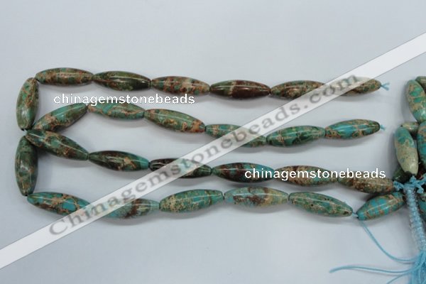 CAT80 15.5 inches 10*30mm rice dyed natural aqua terra jasper beads