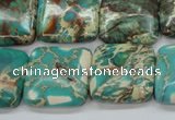 CAT90 15.5 inches 20*20mm square dyed natural aqua terra jasper beads