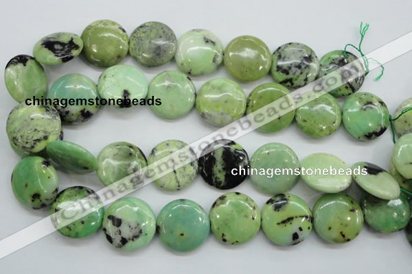 CAU203 15.5 inches 25mm flat round Australia chrysoprase beads