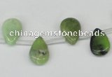 CAU42 10*14mm top-drilled flat teardrop australia chrysoprase beads