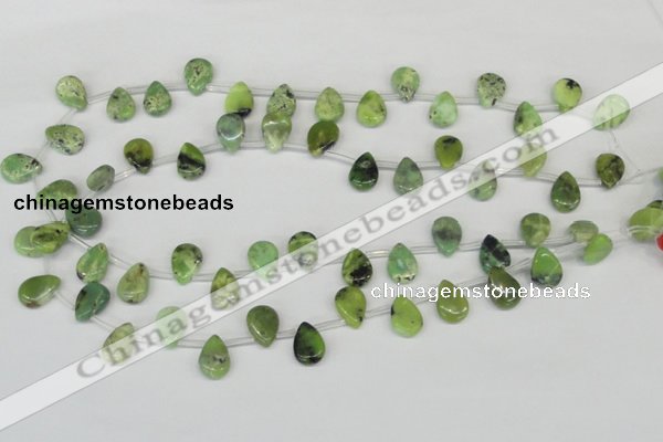 CAU42 10*14mm top-drilled flat teardrop australia chrysoprase beads