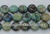 CAZ05 15.5 inches 10mm flat round natural azurite gemstone beads